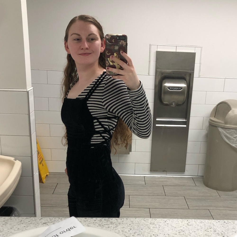 Free people black velvet lace up jumpsuit - Picture 4 of 12